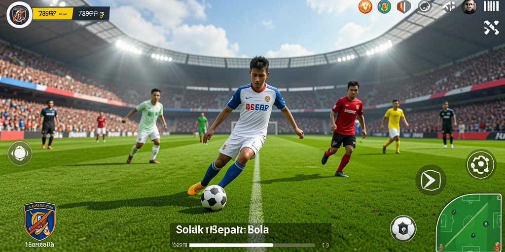 Screenshot gameplay 789RP menampilkan aksi seru di lapangan sepak bola.