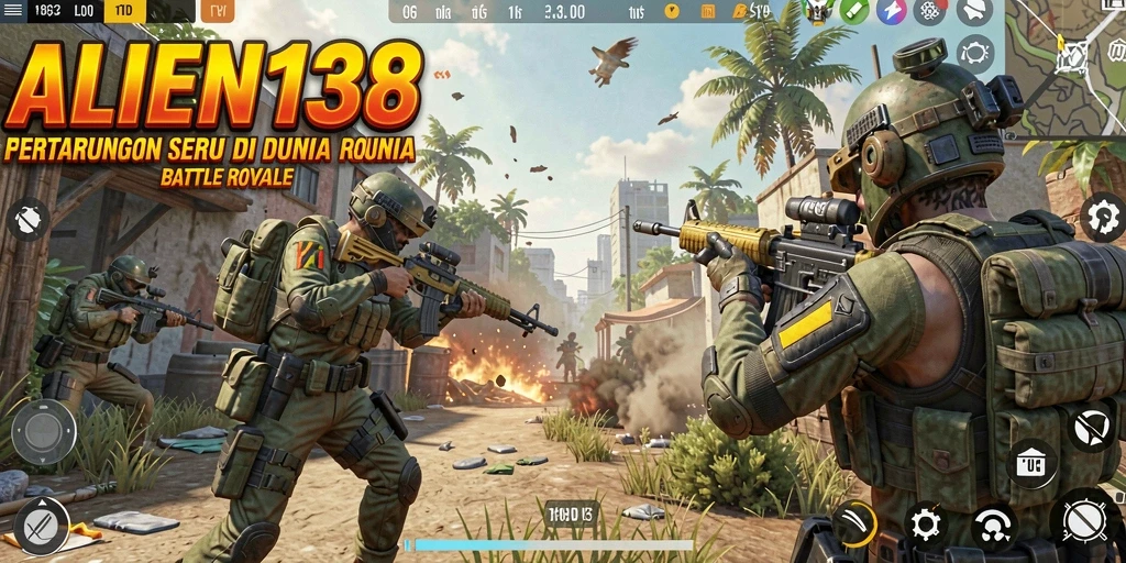 Tampilan seru gameplay Battle Royale di ALIEN138.
