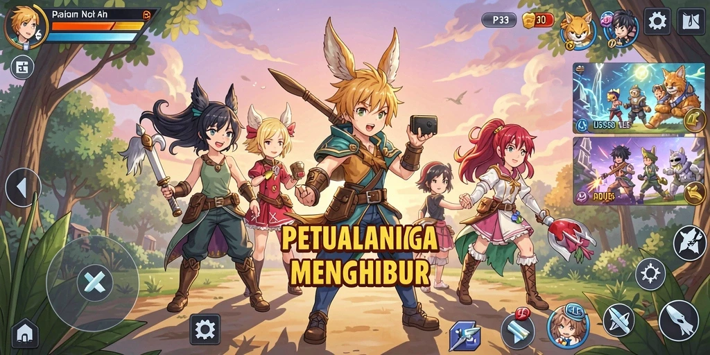Gameplay API33 menunjukkan aksi seru dan karakter anime yang menawan.