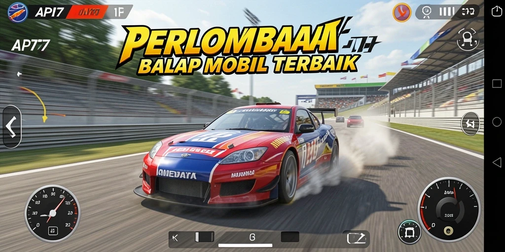 Screenshot gameplay API77 menampilkan balapan seru dan mobil yang beragam.