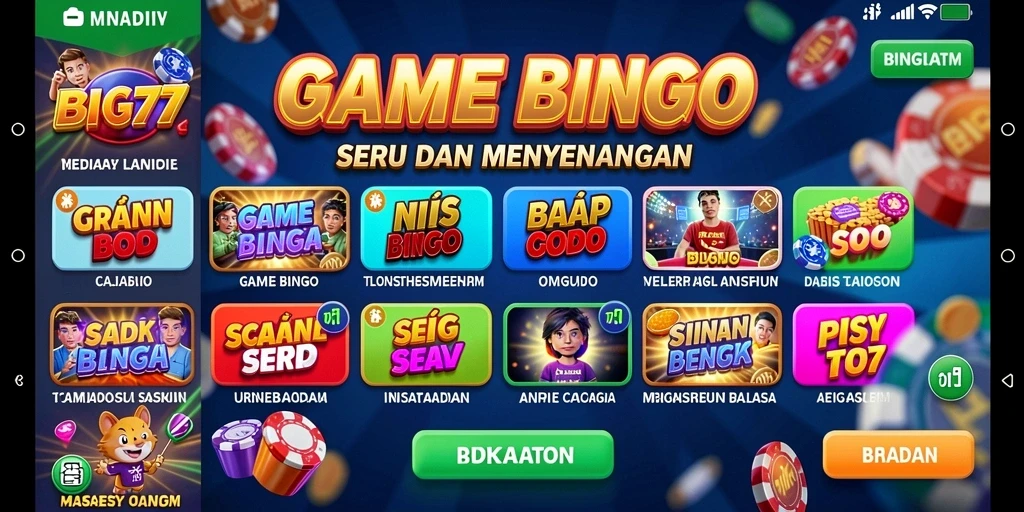 Tampilan menarik dari gameplay Bingo di BIG77.