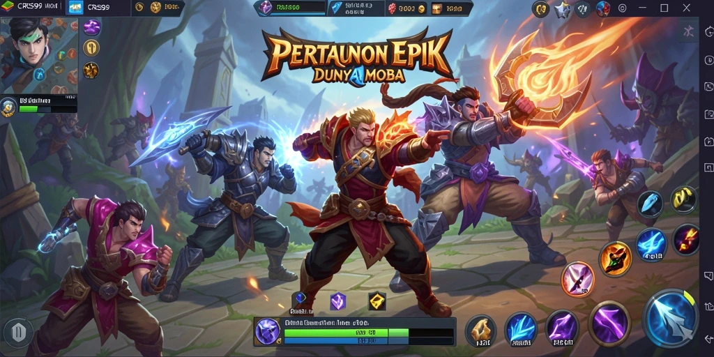 Tangkapan layar gameplay MOBA yang mendebarkan dan penuh aksi.