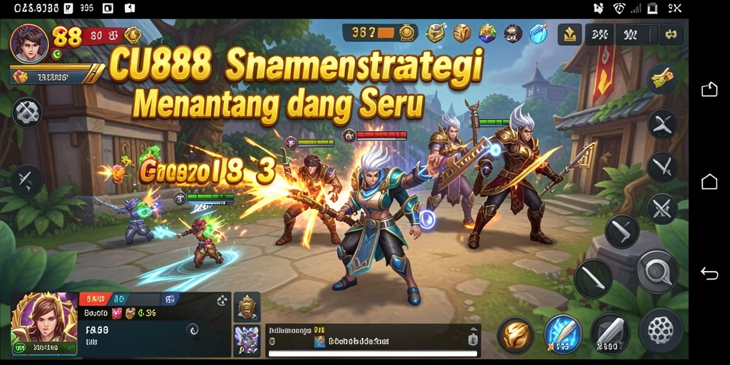Screenshot gameplay menampilkan pertempuran epik dalam CU888.