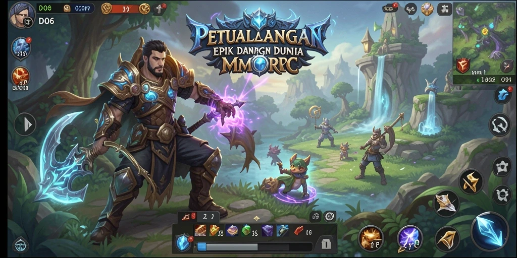 Screenshot gameplay D06 menampilkan pertarungan seru antara pemain dan monster mengesankan.