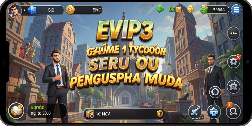 Screenshot gameplay EVIP3 yang menunjukkan aktivitas bisnis yang menarik.