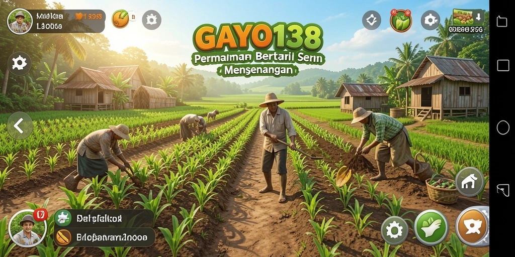 Screenshot GAYO138 menampilkan keseruan gameplay bertani.