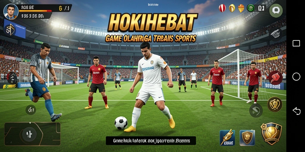 Screenshot gameplay HOKIHEBAT menampilkan aksi olahraga yang seru.