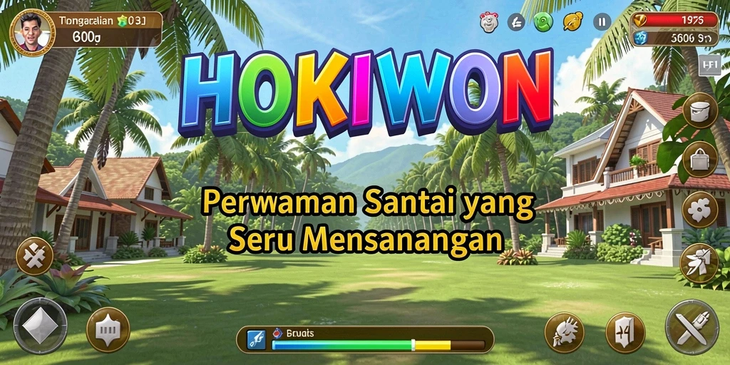 Tampilan gameplay HOKIWON dengan warna-warni yang ceria dan menantang.