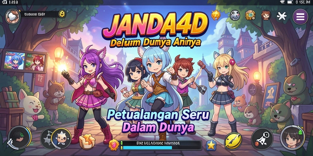 Screenshot utama JANDA4D menampilkan aksi seru dalam pertarungan karakter Anime.
