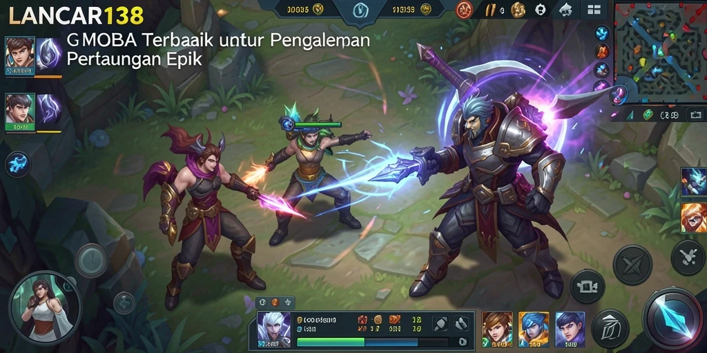 Gambaran visual pertempuran seru dalam LANCAR138 MOBA.