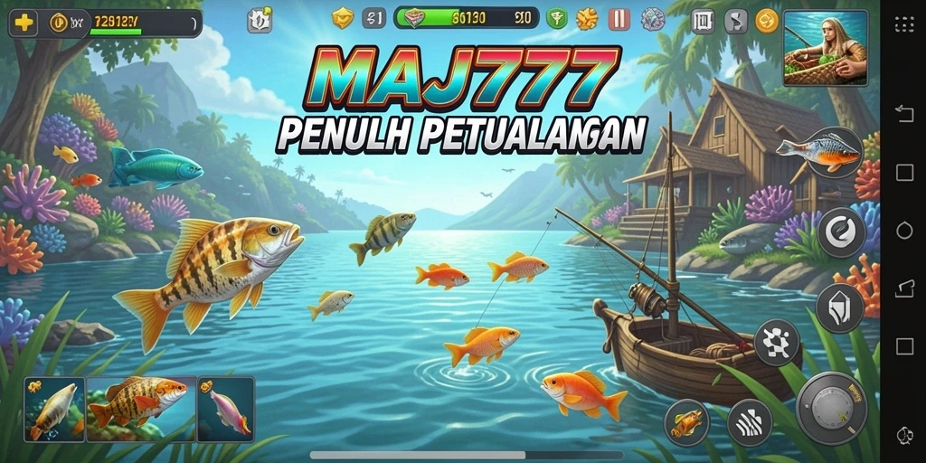 Tampilan gameplay menarik dari MAJ777 dengan ikan-ikan yang siap dipancing.