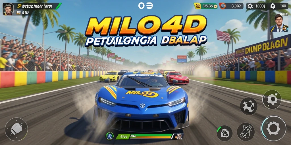 Tampilan gameplay menarik dari MILO4D saat balapan di lintasan yang menantang.