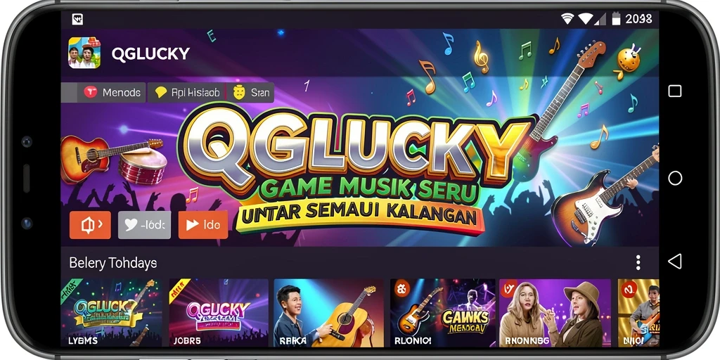 Tampilan gameplay QGLUCKY yang mengasyikkan dengan berbagai lagu.