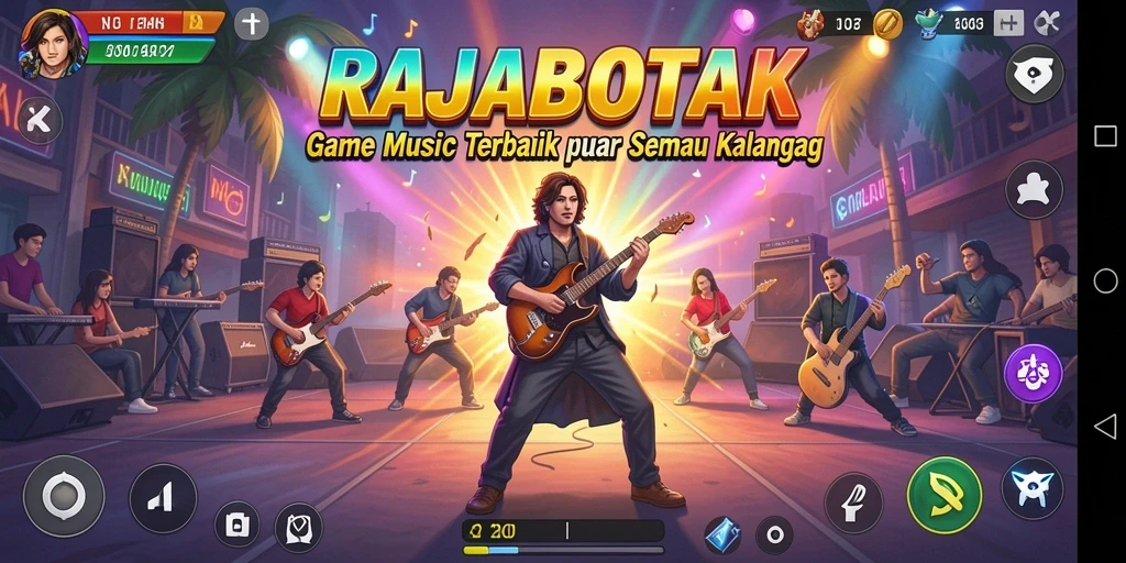 Screenshot gameplay RAJABOTAK menampilkan pemain menikmati permainan musik.