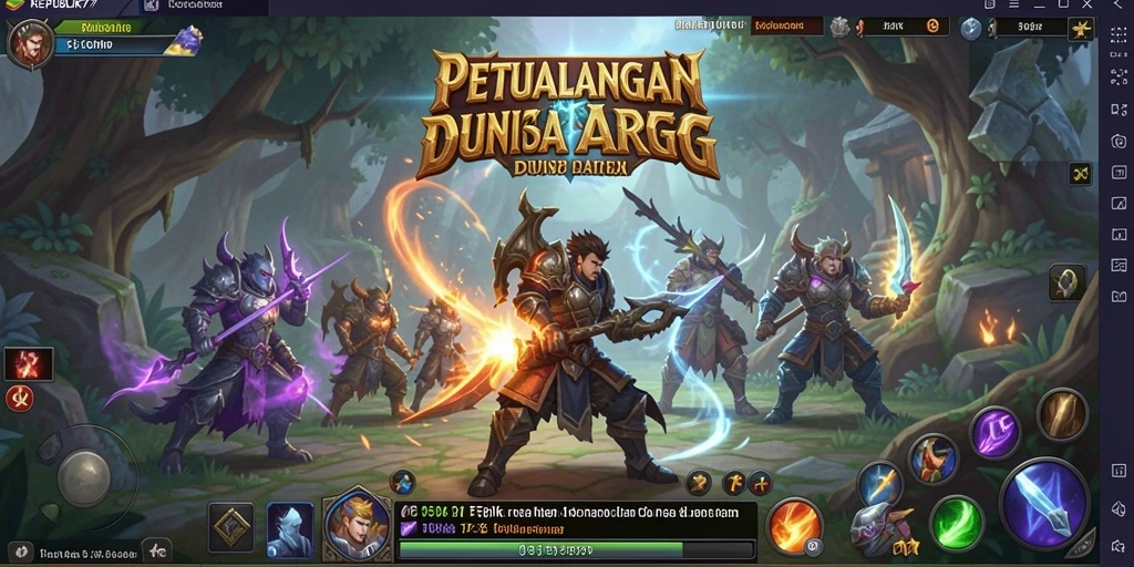 Screenshot utama REPUBLIK77 menampilkan aksi pertempuran seru dalam gameplay ARPG.