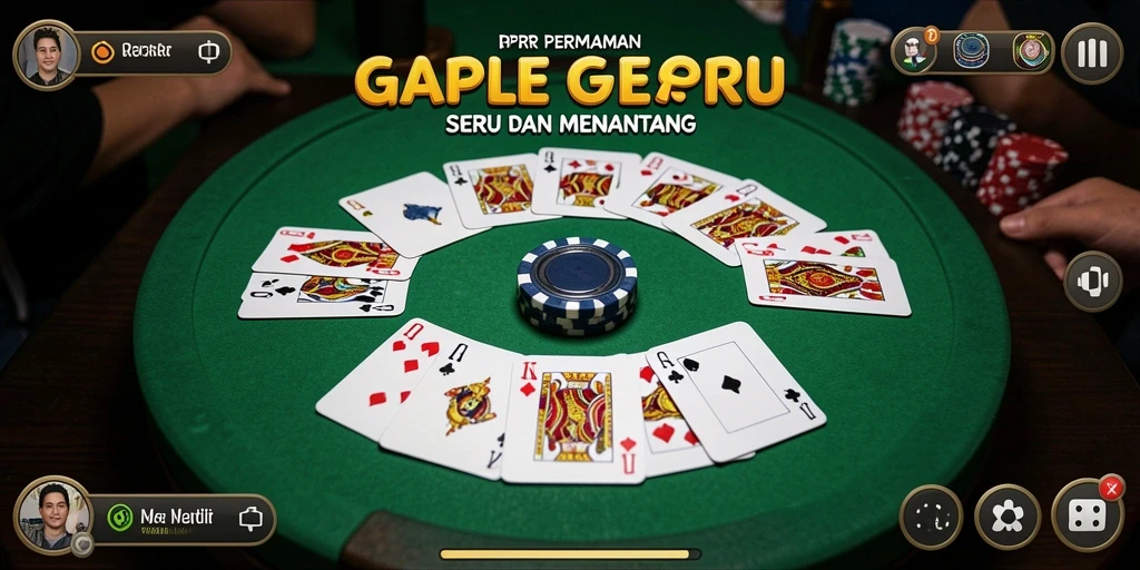 Tampilan utama RPRR dengan gameplay Gaple yang menarik.