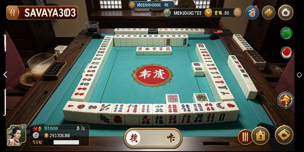 Screenshot utama SAVAYA303 menampilkan gameplay Mahjong yang seru.