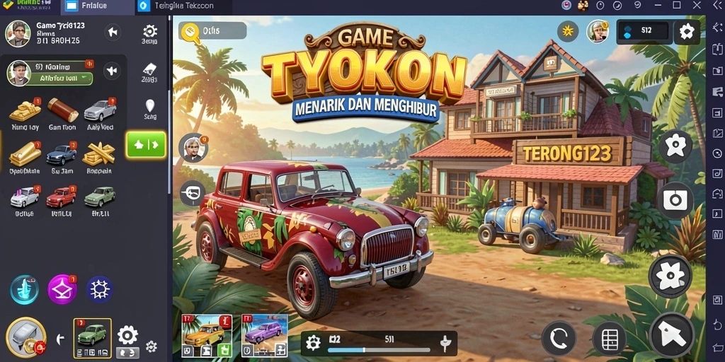 Screenshot gameplay TERONG123 dengan berbagai aktivitas manajemen bisnis.