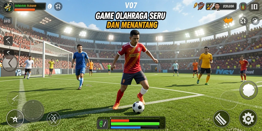 Tangkapan layar gameplay V07 yang menampilkan aksi olahraga seru.